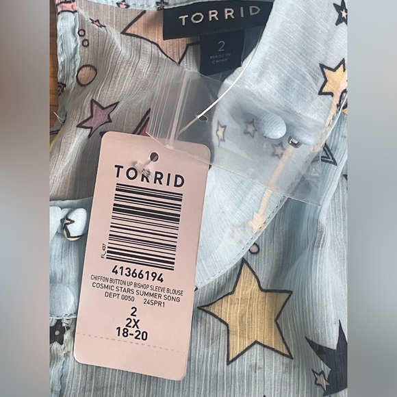 Torrid Cosmic Chiffon Button-Up Bishop Sleeve Blouse—NWT - Picture 5 of 7